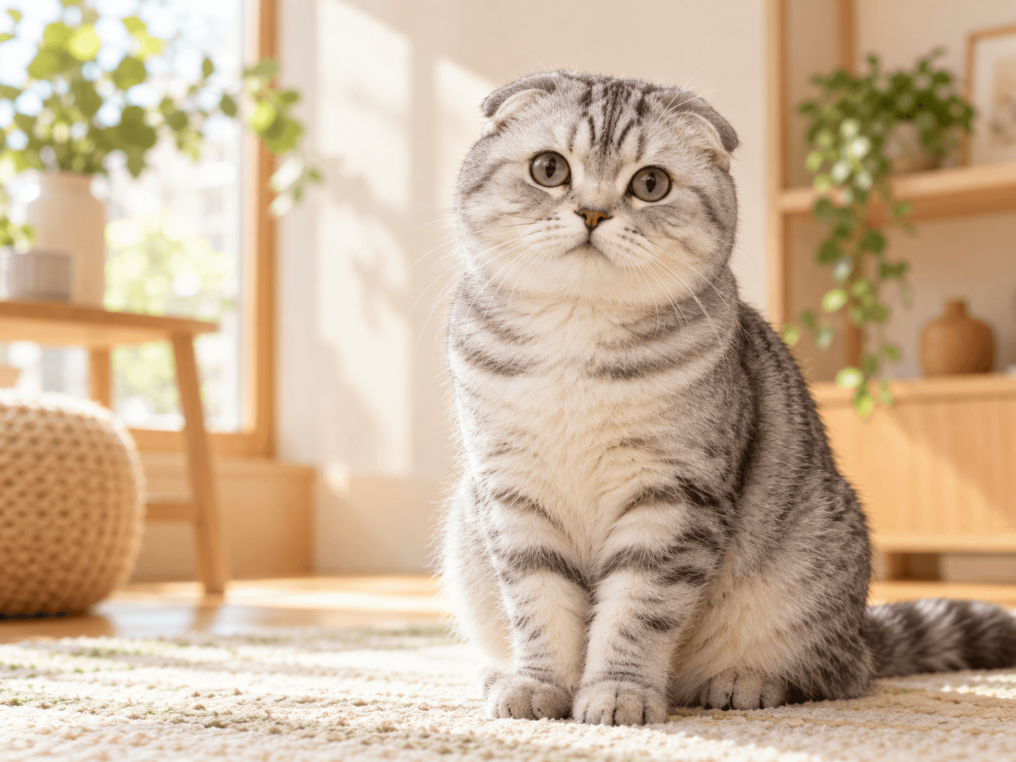 丸みのある表情と穏やかな性格で親しまれる猫、scottish-foldの猫